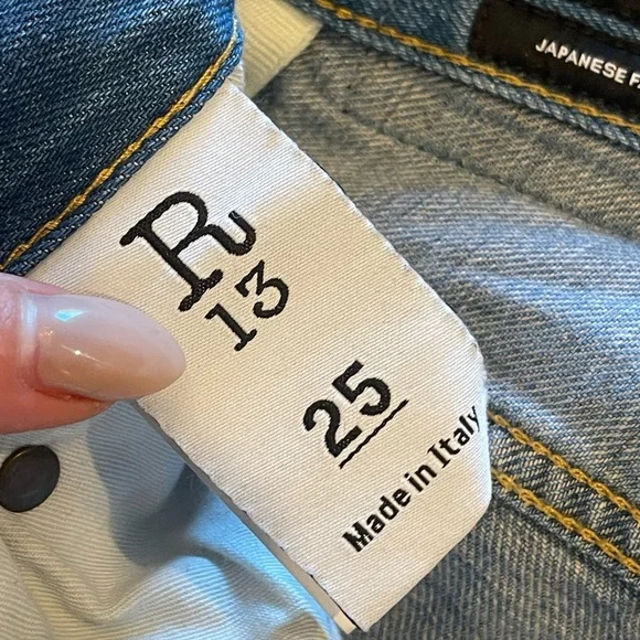 R13 drop crotch cropped distressed jeans sz 25 - Picture 7 of 11